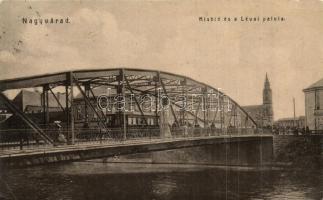 Nagyvárad, Oradea; Kishíd, Lévai palota, villamos. W.L. 965. / bridge with tram, palace