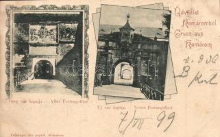 1899 Komárom, Komárno; öreg és új várkapuk / new and old castle gates. Art Nouveau