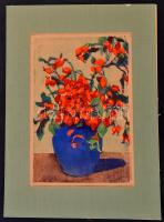 Olvashatatlan jelzéssel:  Virágcsendélet. Monotípia, papír, 35×24 cm