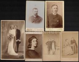 Vegyes fotó tétel, keményhátú fotók, közte egy fotólap, 18 db, többségében férfi portrék, 10x6 cm és...