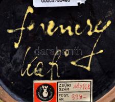 Retró váza, festett mázas kerámia, jelzett (Ferenczy Kati Iparművészeti Vállalat), restaurált, m: 30...