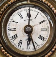 Gustav Becker asztali óra, porcelán számlapon hajszálrepedésél, nem működik (hamar megáll),  kopott ...