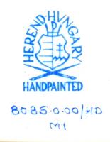 Herendi porcelán óra kézzel festett, jelzett, hibátlan, működik, 11×9×2,5 cm