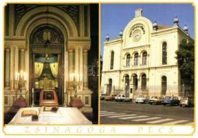 Pécsi zsinagóga, belső / Judaica. Hungarian synagogue, interior - 2 db modern képeslap és egy modern fotó / 2 modern postcards and 1 modern photo