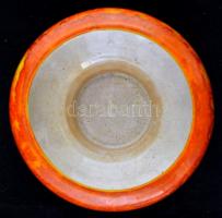 Iparművészeti Vállalatos mázas kerámia váza, jelzett, kis kopásokkal, m: 7 cm, d:14 cm