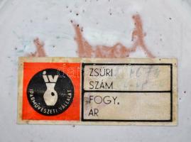 Iparművészeti Vállalatos mázas kerámia váza, jelzett, kis kopásokkal, m: 7 cm, d:14 cm