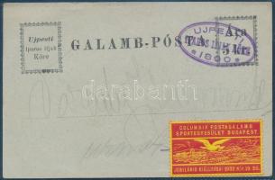 ~1910 Galambposta levelezőlap + 1932 Columbia postagalamb sportegyesület leválzáró