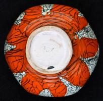 Iparművészi Vállalatos Gorka kaspó, mázas kerámia, jelzett, hibátlan, m:13 cm, d:17 cm