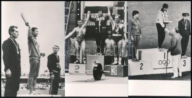 1968 Mexico, Olimpia; Földi Imre, Tóthné Kovács Annamária, Kiss Antal, Dr. Kleiberné Kontsek Jolán / Olympic Games, Hungarian and foreign champions - 4 db modern képeslap / 4 modern postcards