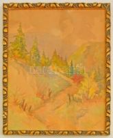 Sárkány Kálmán (1885-): Kis hegyi út. Akvarell, papír, jelzett, keretben, 59×42 cm