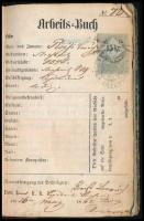 1862 Vándorkönyv, német nyelven, több bejegyzéssel, pecsétekkel, viseltes állapotban