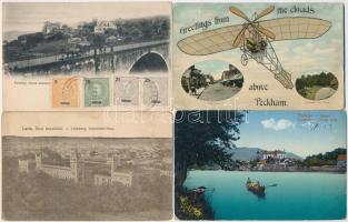 35 db RÉGI külföldi városképes lap, köztük két képeslap füzet / 35 pre-1945 European town-view postcards with two postcard booklets