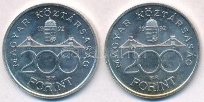 1992. 200Ft Ag "MNB" (2x) T:1- kis patina