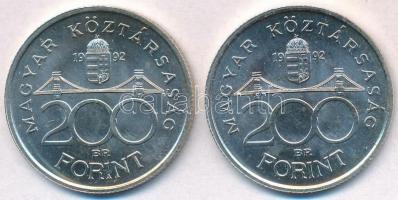 1992. 200Ft Ag "MNB" (2x) T:1- kis patina