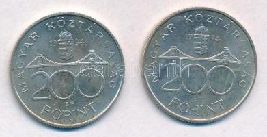 1994. 200Ft Ag "Deák" (2x) T:1- kis patina