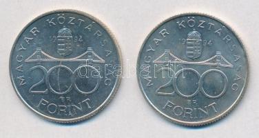 1994. 200Ft Ag "Deák" (2x) T:1- kis patina