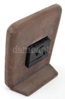 Florence asztali óra, működik, fa-szövet óratesttel, ezüst (Ag.) kerettel, 17x13 cm