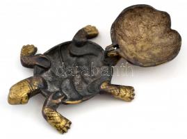 Réz teknősbéka alakú hamutál, 14x11 cm