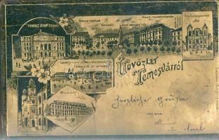 1898 Temesvár gold-foil with old Synagogue