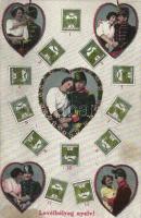 Levélbélyeg nyelv / The Language of stamps, soldier and wife. O.K.W. 362. (fl)