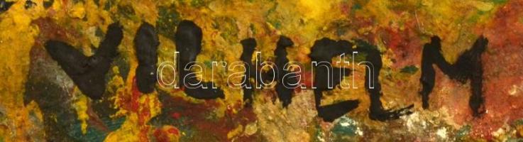 Vilhelm jelzéssel: Kompozíció. Olaj, falemez, 44×34 cm