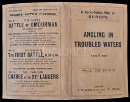 cca 1898 Angling in Troubled Waters, a Serio-Comic Map of Europe, humoros Európa-térkép, litho, rest...