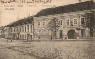 Szászváros, Broos, Orastie; Vásár utca / Marktgasse / street view (fa)