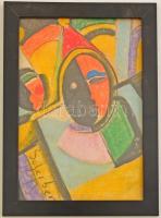 Scheiber jelzéssel: Harlekin. Pasztell, papír, üvegezett keretben, 29×20 cm