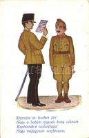Százados úr levelem jött... / WWII Hungarian military art postcard