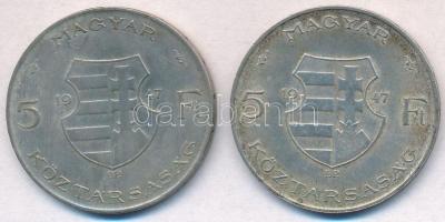 1947. 5Ft Ag "Kossuth" (2x) T:2,2-