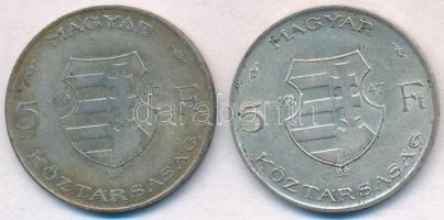 1947. 5Ft Ag "Kossuth" (2x) T:2,2-