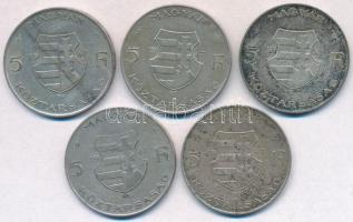 1947. 5Ft Ag "Kossuth" (2x) T:2,2- patina