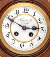 XIX. sz. vége: Herpy A. Budapest jelzett ingás falióra, szép állapotban, hibátlan zománc számlappal ...