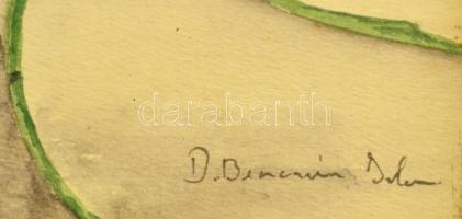 Benczúr jelzéssel: Árvácska. Akvarell, papír, foltos, üvegezett keretben, 23×17 cm