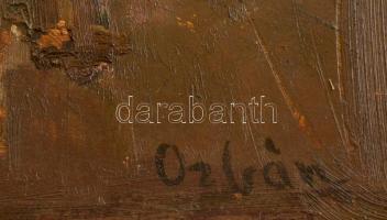 Orbán jelzéssel: Ülő akt. Olaj, farost, 60×40 cm