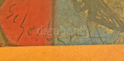 Scheiber jelzéssel: Kalapos férfi. pasztell, papír, üvegezett keretben, 38×28 cm