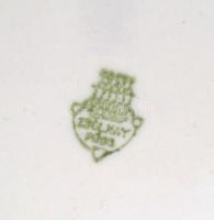 Zsolnay virágmintás porcelán mélytányérok, 2 db, matricás, jelzett, kopott, d: 24 cm