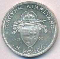 1938. 5P Ag "Szent István" T:1-,2 
Adamo P8.1