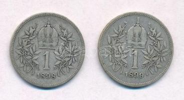 Ausztria 1898-1899. 1K Ag "Ferenc József" (2x) T:2-,3
Austria 1898-1899. 1 Corona "F...
