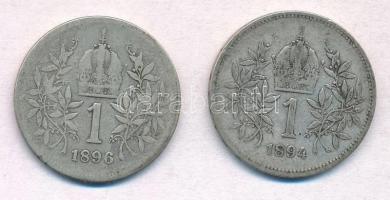 Ausztria 1894-1896. 1K Ag "Ferenc József" (2x) T:2-,3
Austria 1894-1896. 1 Corona "F...