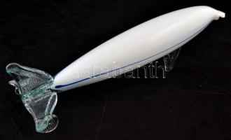 Hal formájú fújt váza, anyagában színezett, hibátlan, jelzés nélkül, m:35 cm