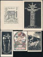 10 db különféle technikájú részben jelzett külföldi ex libris / 10 international ex libris bookplate...