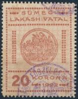 1922 Sümeg városi lakáshivatali bélyeg 20K (11.000)