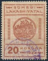 1922 Sümeg városi lakáshivatali bélyeg 20K (12.000)
