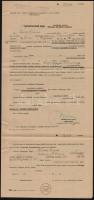 cca 1940 Igénybevételi jegy honvédelmi munkára, kitöltve, pecséttel, 41,5x20 cm