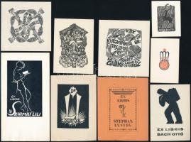 Vegyes exlibris tétel, kb. 240-250 db. Különféle nyomótechnikákkal, 13x18 cm és 5x3 cm közötti méret...