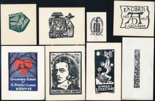 Vegyes exlibris tétel, kb. 240-250 db. Különféle nyomótechnikákkal, 13x18 cm és 5x3 cm közötti méret...