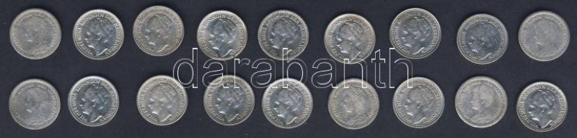 Hollandia 1917-41. 10c Ag (18x) 10x klf évszámokkal T:1/2,2,3