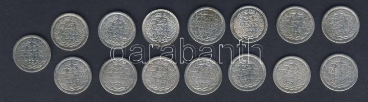 Hollandia 1914-41. 25c Ag (15x) 6x klf évszámokkal T:1/2,2,3