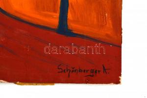 Schönberger jelzéssel: Kopár fák a városban. Tempera, karton, 59×42 cm